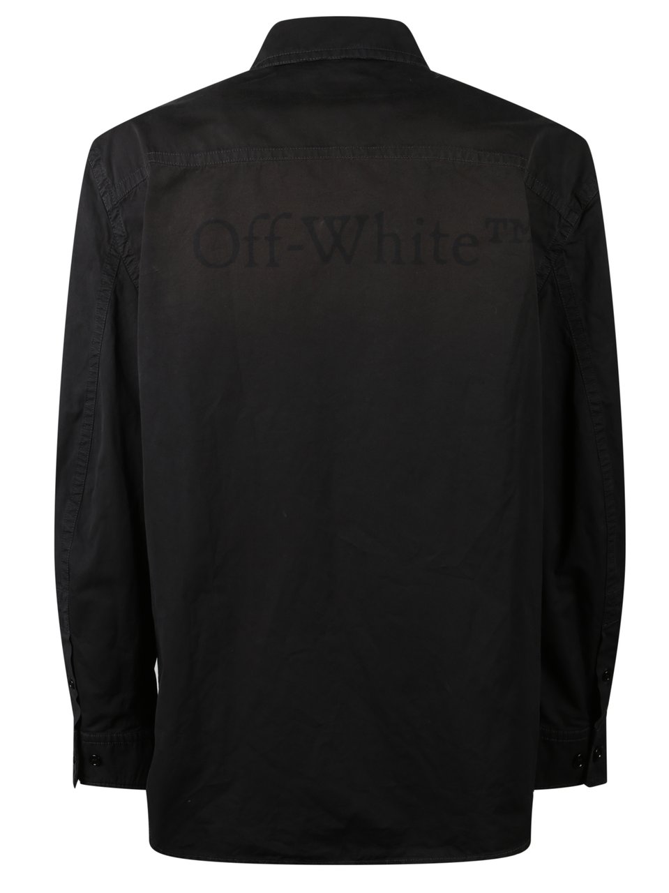 OFF-WHITE Black Button-Up Shirt With Classic Collar And Structured Silhouette Zwart