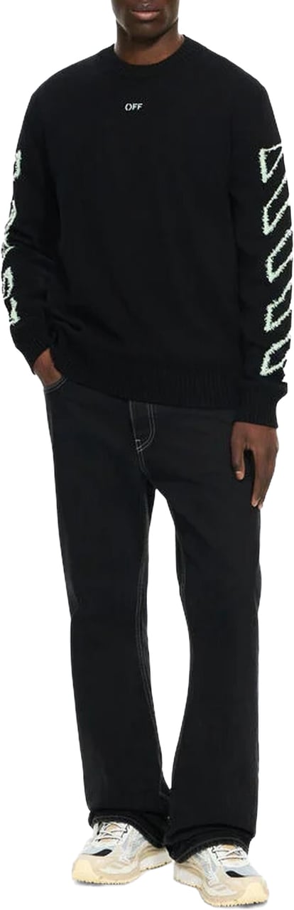 OFF-WHITE Heren Diag Outline Knit Crewneck Zwart