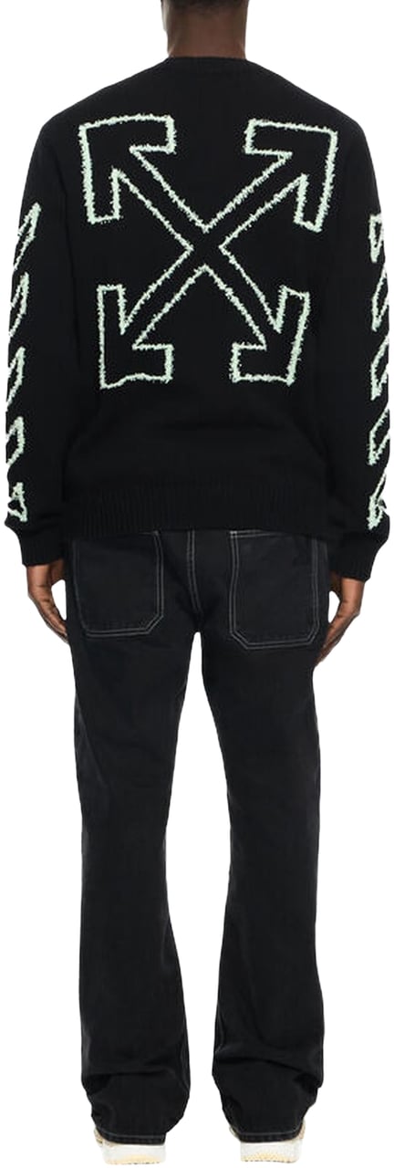 OFF-WHITE Heren Diag Outline Knit Crewneck Zwart