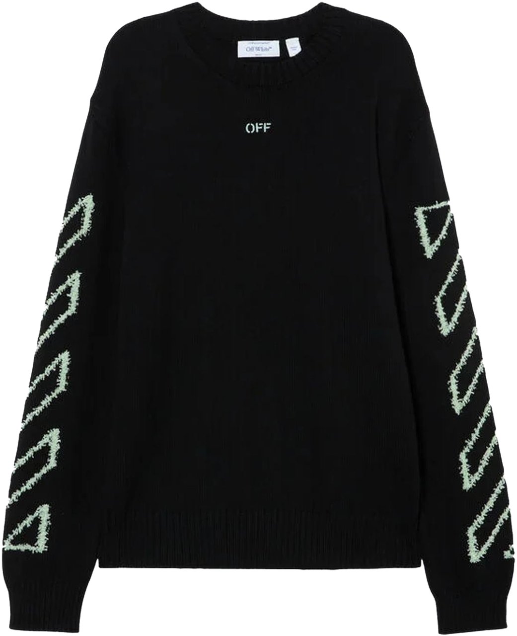 OFF-WHITE Heren Diag Outline Knit Crewneck Zwart