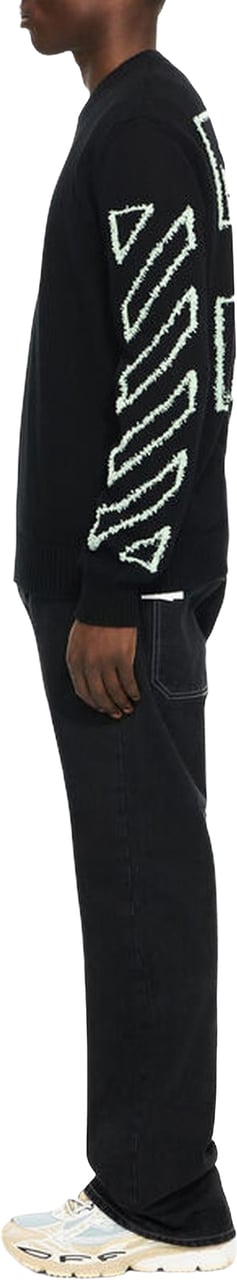 OFF-WHITE Heren Diag Outline Knit Crewneck Zwart
