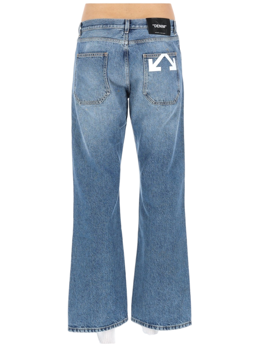 OFF-WHITE Blue Wash Denim Flared Jeans Blauw