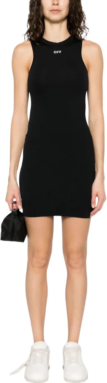 OFF-WHITE Sleek Rowing Form Fitting Polyamide Mini Dress Zwart