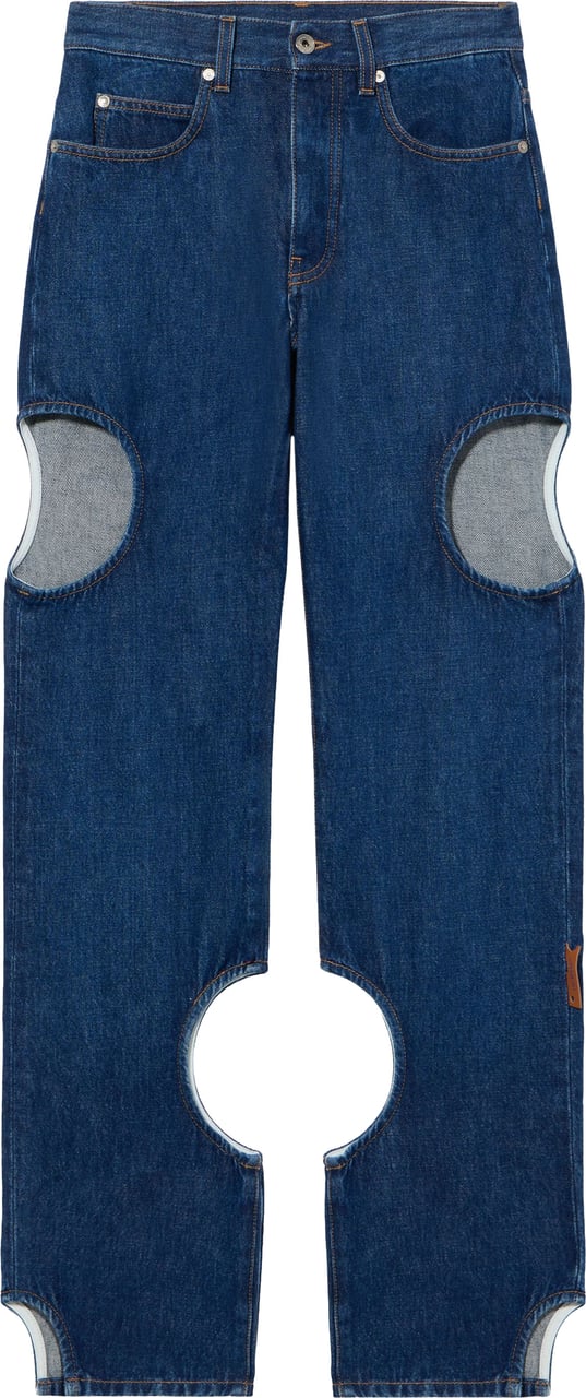 OFF-WHITE Blue Meteor Denim Straight Leg Cutout Jeans Groen