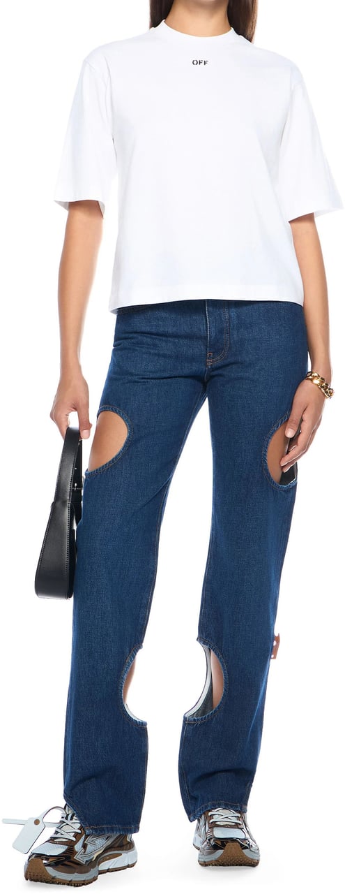 OFF-WHITE Blue Meteor Denim Straight Leg Cutout Jeans Groen
