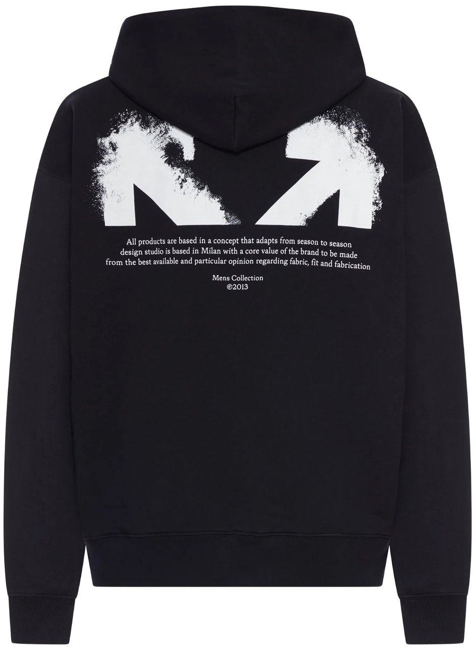 OFF-WHITE Black Half Arrows Graphic Cotton Hoodie Zwart