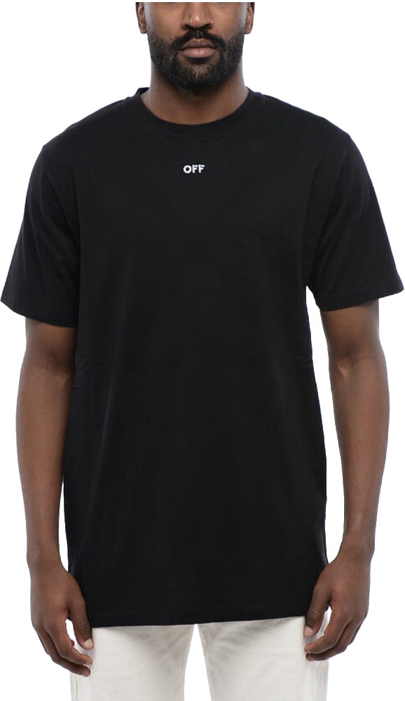 Off-White Black Cotton ARROW Crew-neck T-shirt Zwart