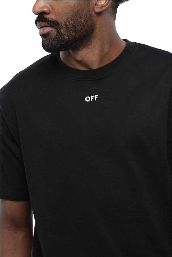 Off-White Black Cotton ARROW Crew-neck T-shirt Zwart