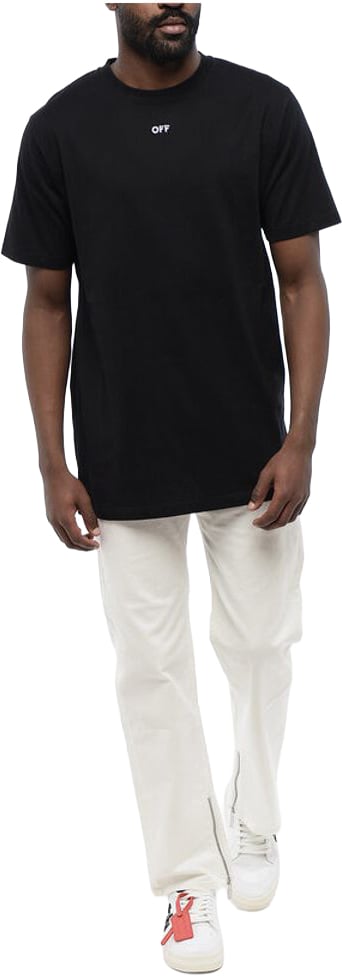 Off-White Black Cotton ARROW Crew-neck T-shirt Zwart