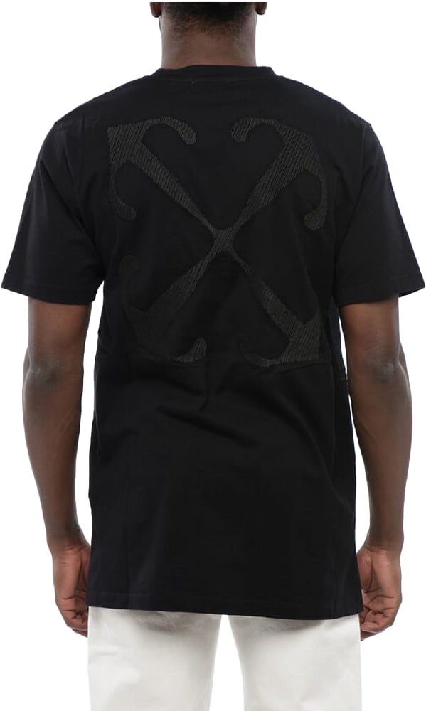 Off-White Black Cotton ARROW Crew-neck T-shirt Zwart