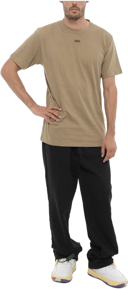 Off-White Slim Fit Crew-neck T-Shirt with Embroidered Logo Wit
