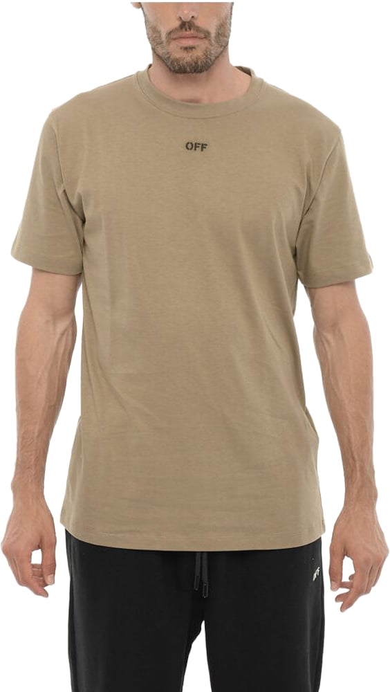 Off-White Slim Fit Crew-neck T-Shirt with Embroidered Logo Wit