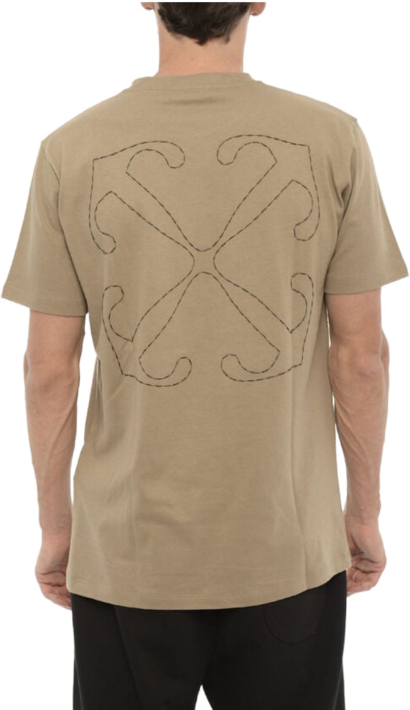 Off-White Slim Fit Crew-neck T-Shirt with Embroidered Logo Wit