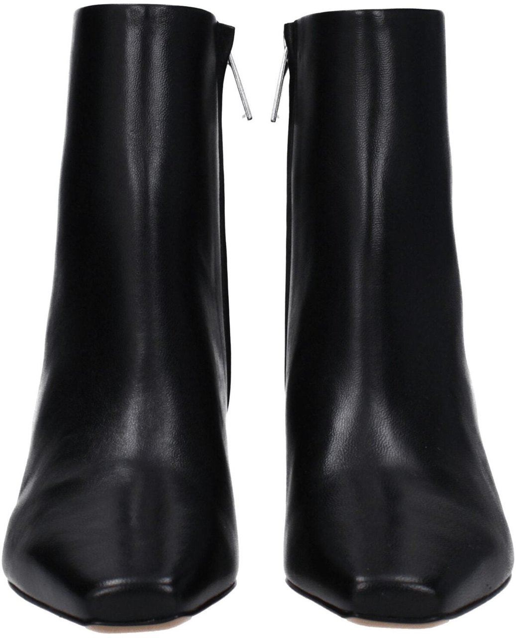 Off-White Black Leather Ankle Boots Zwart