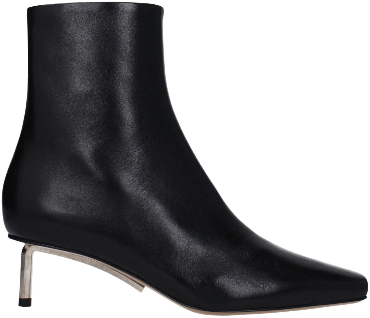 Off-White Black Leather Ankle Boots Zwart