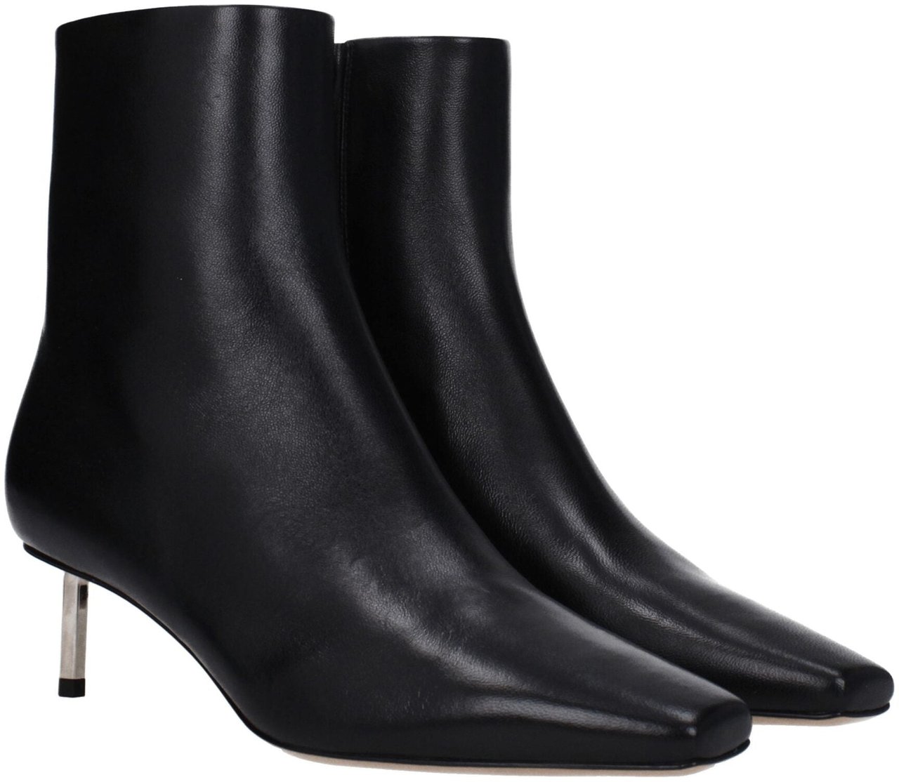 Off-White Black Leather Ankle Boots Zwart