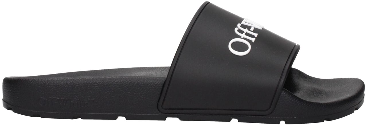 Off-White Black Cotton Slippers Zwart