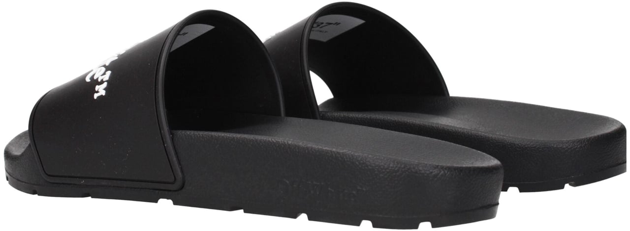 Off-White Black Cotton Slippers Zwart