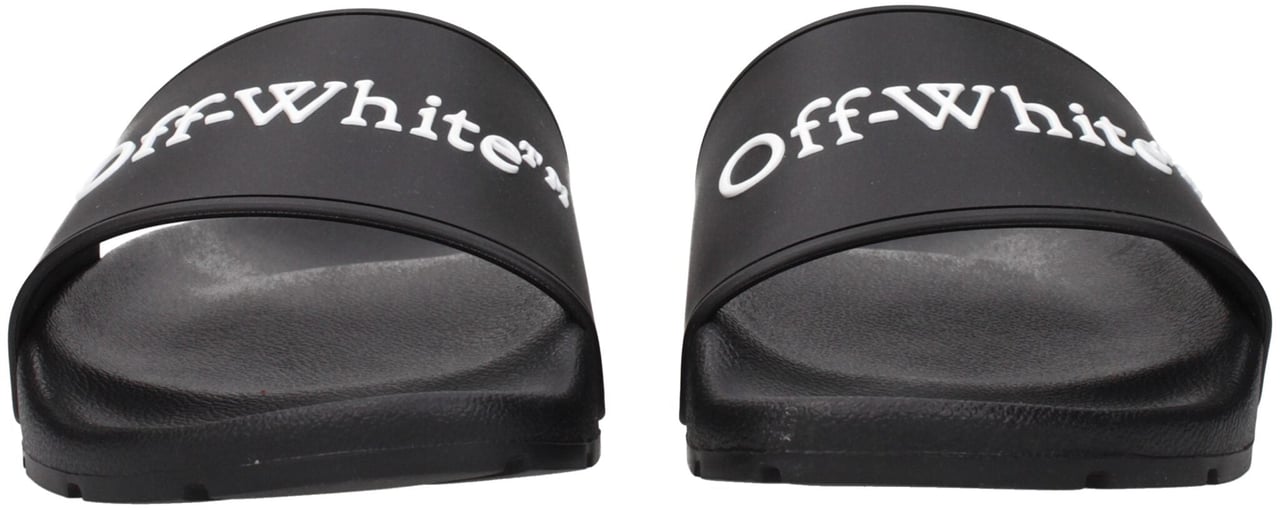 Off-White Black Cotton Slippers Zwart