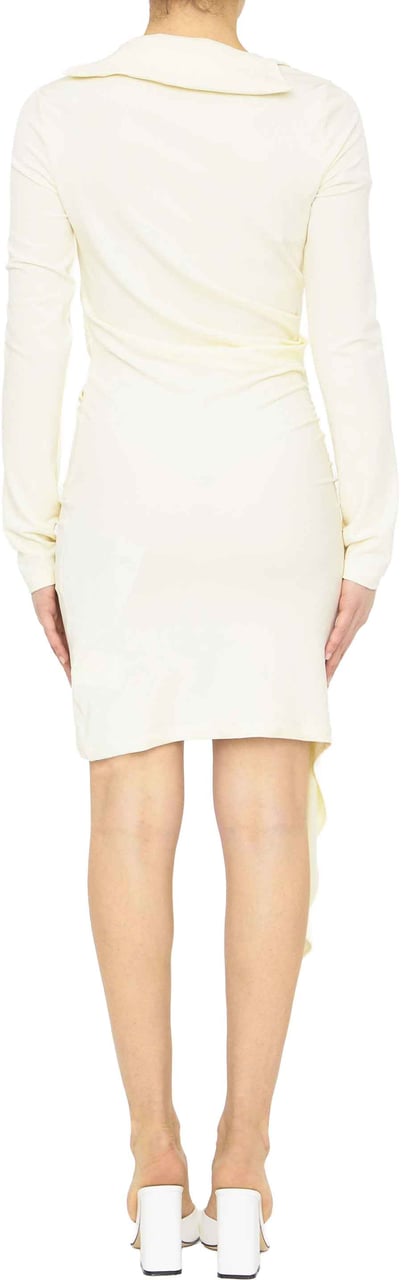 OFF-WHITE Viscose crêpe draped dress Wit