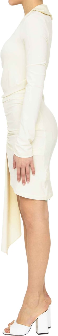 OFF-WHITE Viscose crêpe draped dress Wit