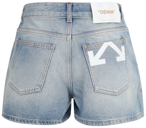 Off-White Blue Cotton Bermuda Shorts Blauw