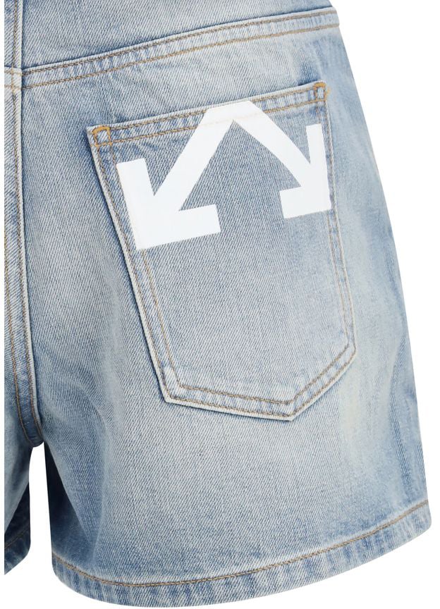 Off-White Blue Cotton Bermuda Shorts Blauw