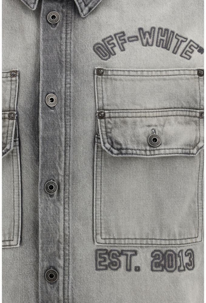Off-White Gray Denim Shirt Grijs