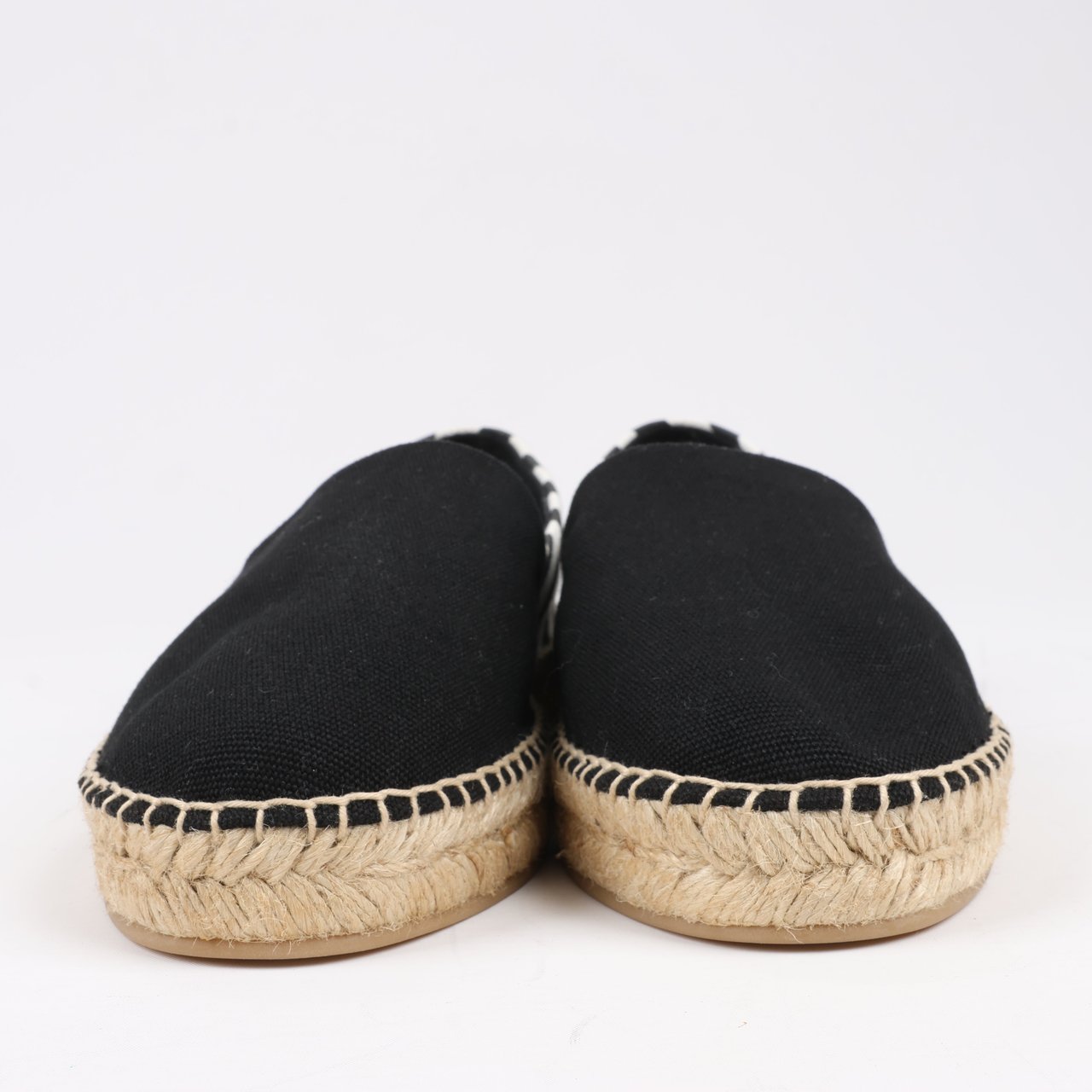OFF-WHITE OFF-WHITE Stripes Flat Espadrillas in Black and White Diagonals, Size 37 EU Zwart