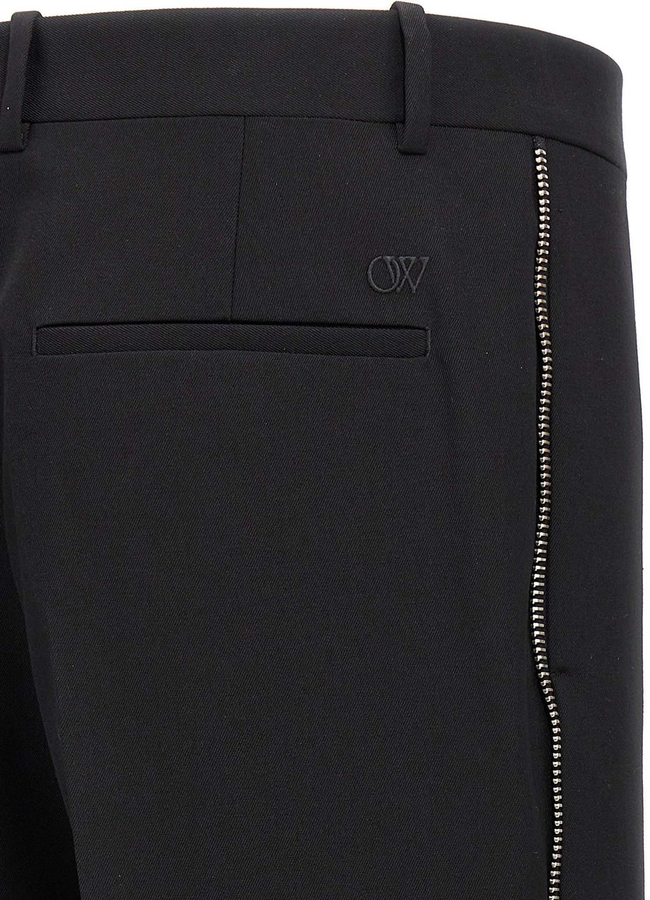 Off-White Black Virgin Wool Dress Pants Zwart