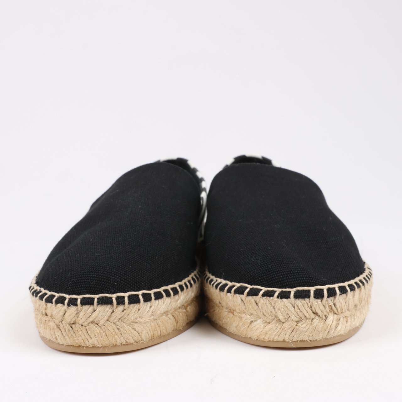 OFF-WHITE OFF-WHITE Stripes Flat Espadrillas in Black and White Diagonals, Size 37 EU Zwart