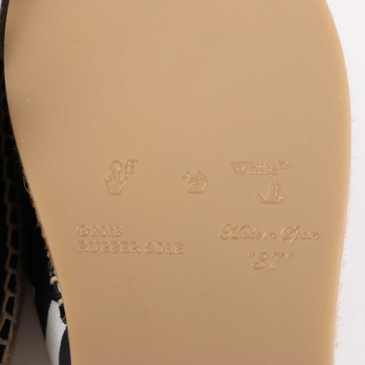 OFF-WHITE OFF-WHITE Stripes Flat Espadrillas in Black and White Diagonals, Size 37 EU Zwart