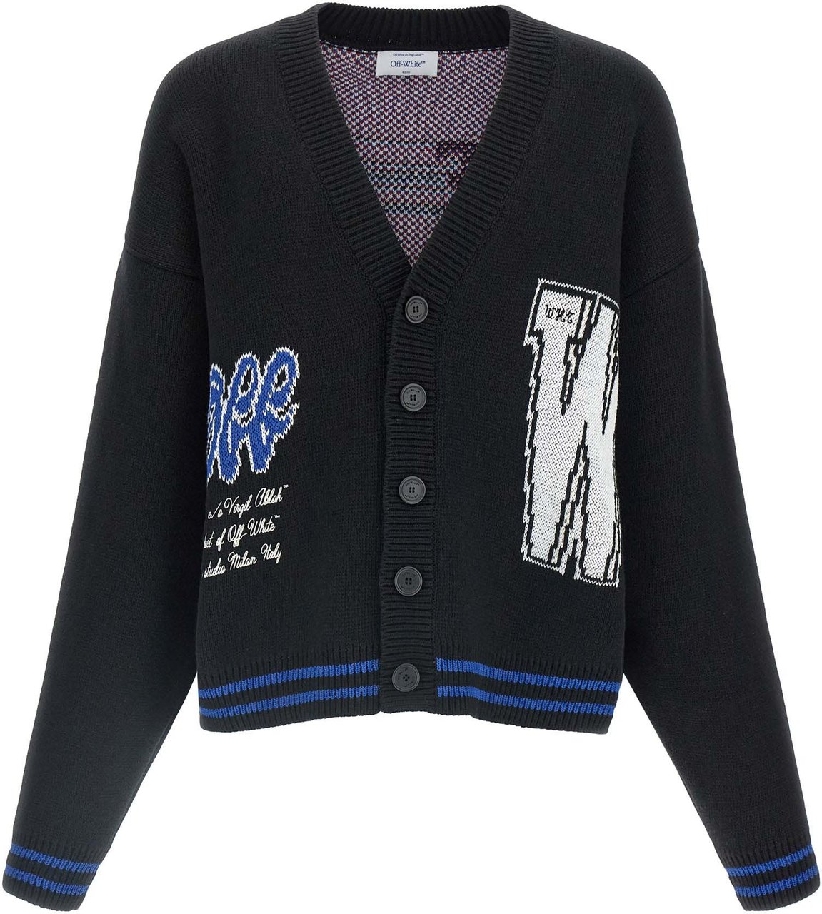 Off-White Black Cotton Cardigan Zwart