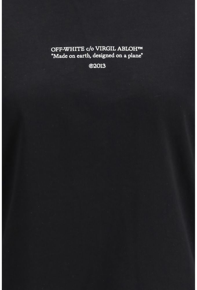 Off-White Black Cotton T-Shirt Zwart