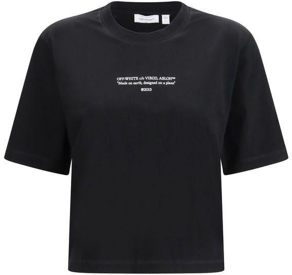 Off-White Black Cotton T-Shirt Zwart