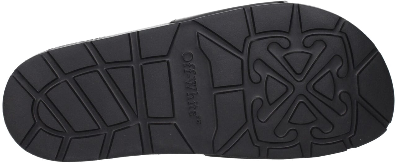 Off-White Black Cotton Slippers Zwart