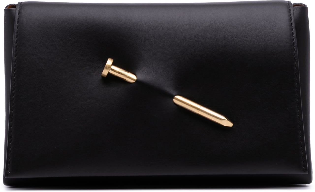 OFF-WHITE Leather Nail Clutch Zwart