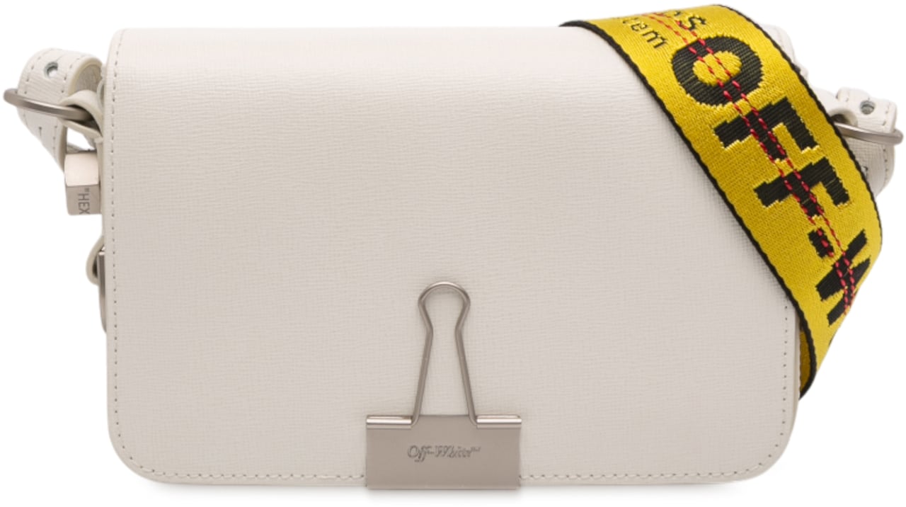 OFF-WHITE Mini Leather Binder Clip Flap Bag Wit
