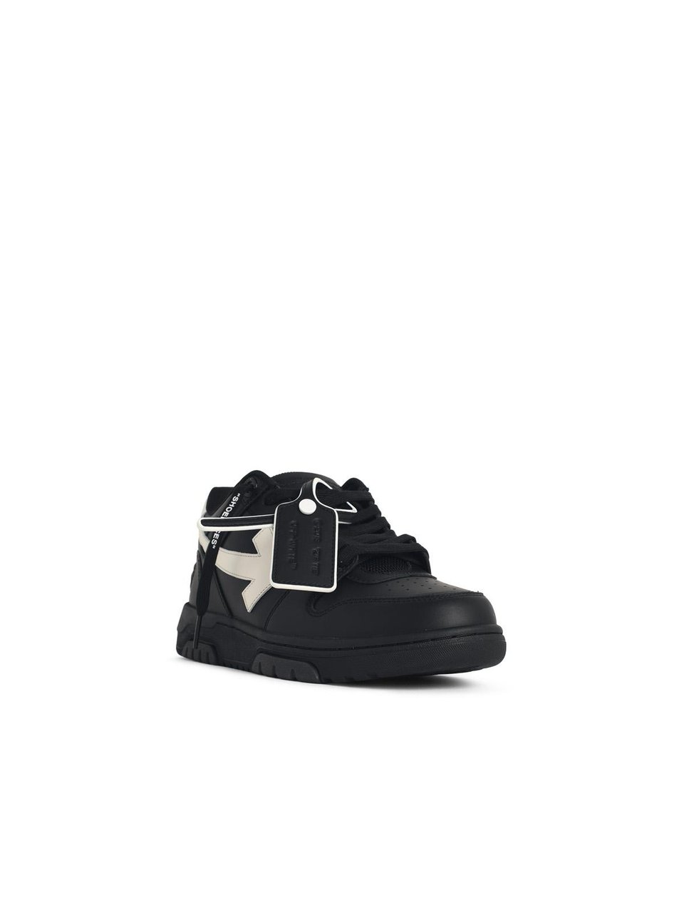 OFF-WHITE 'Out Of Office' Black Leather Sneakers Zwart