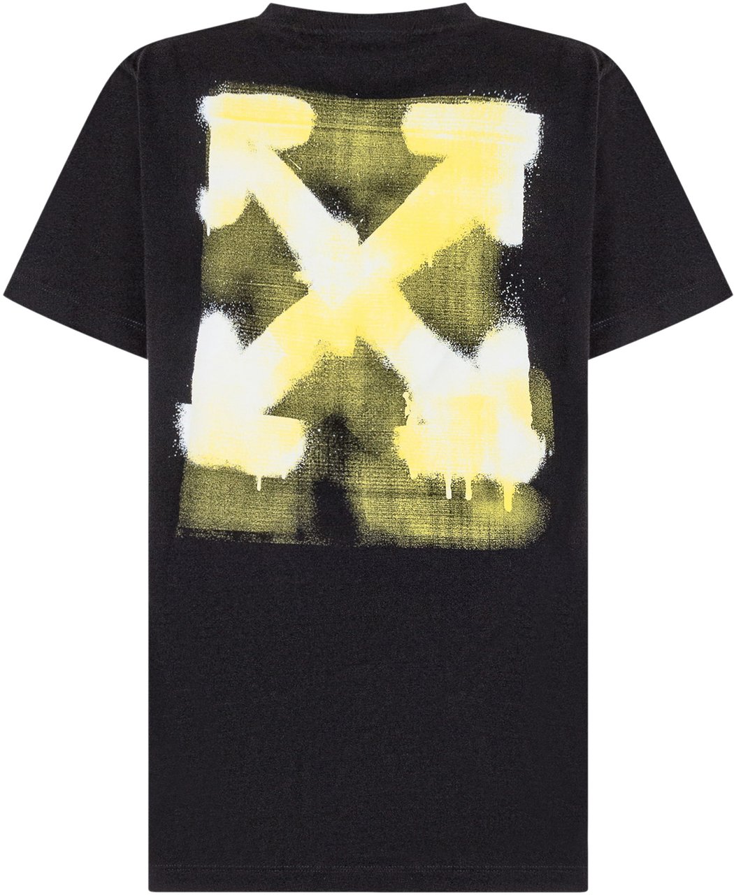 OFF-WHITE Off-White Kids T-shirt Nera con Logo Spray Giallo Zwart