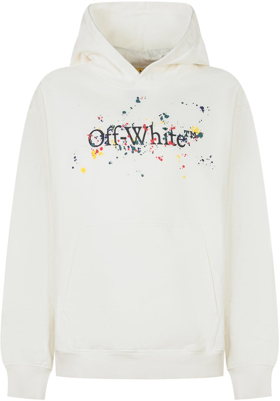 OFF-WHITE Off-White Kids Felpa Hoodie con Logo Dipinto Wit