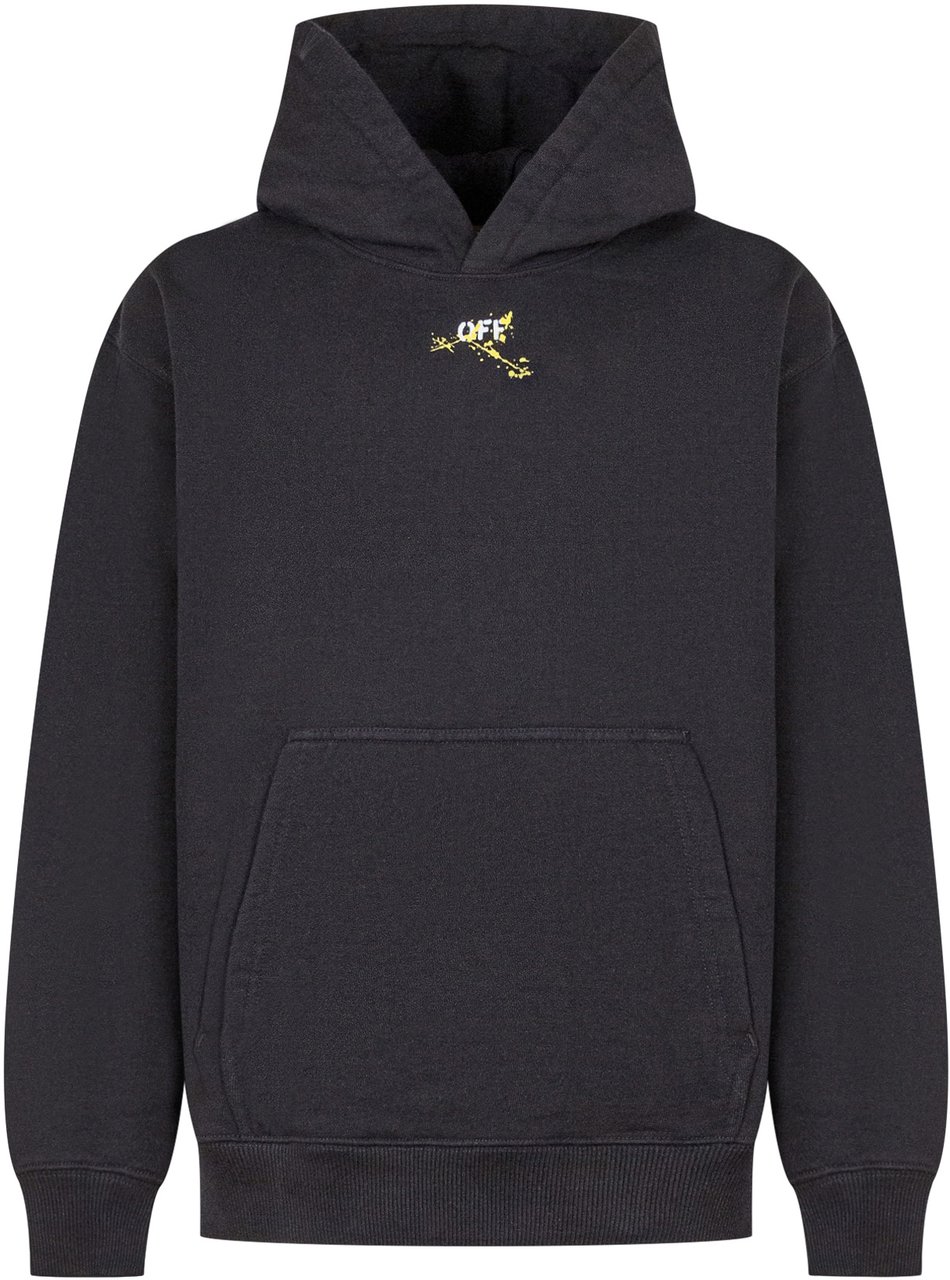 OFF-WHITE Off-White Kids Felpa Hoodie Nera Con Stampa Spray Zwart