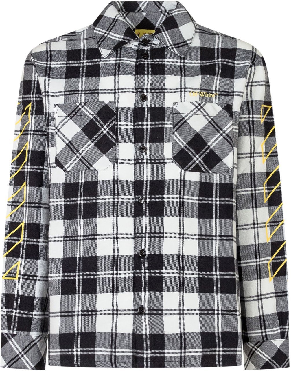 OFF-WHITE Off-White Camicia a Quadri con Logo Giallo Zwart