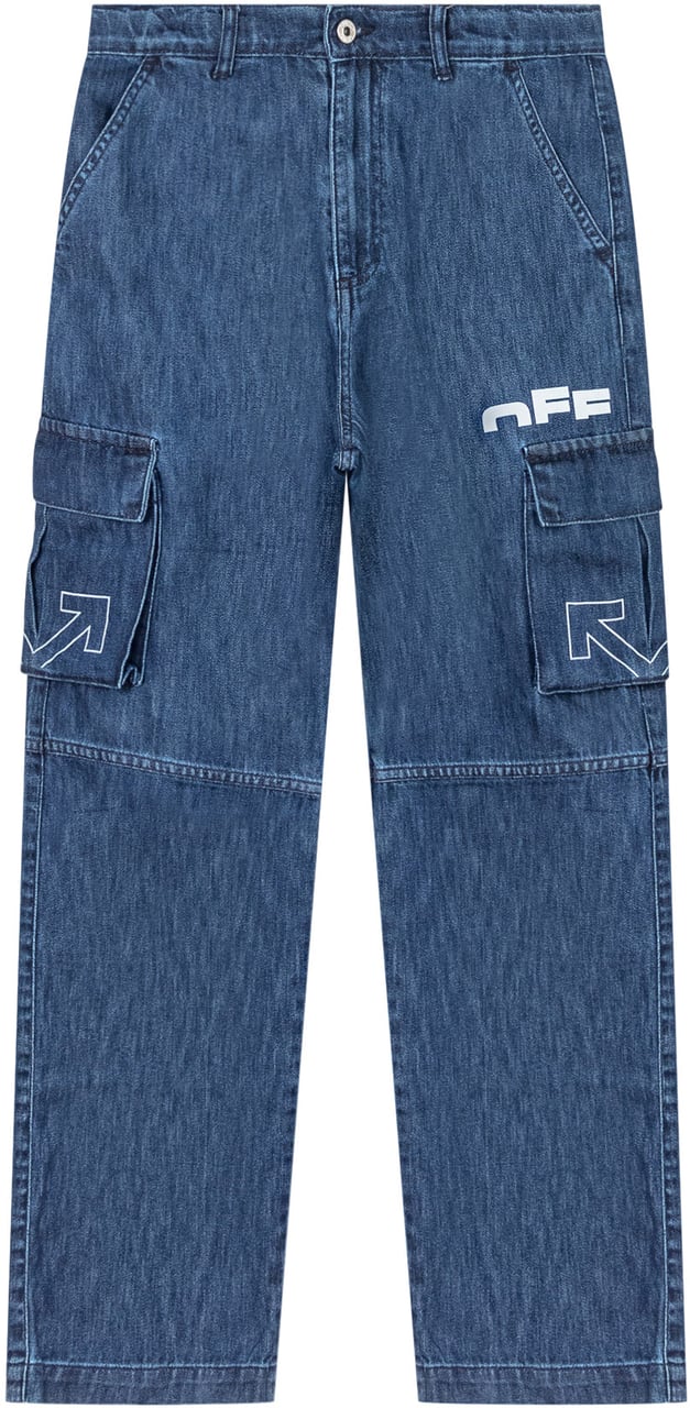 OFF-WHITE Off-White Jeans Cargo Bambino in Denim Blu Blauw