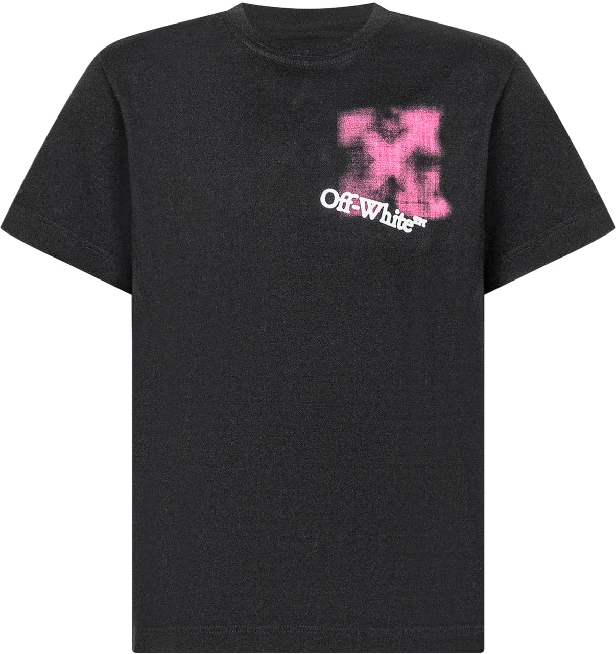 OFF-WHITE Off-White T-shirt Nera con Logo Rosa Spray Zwart