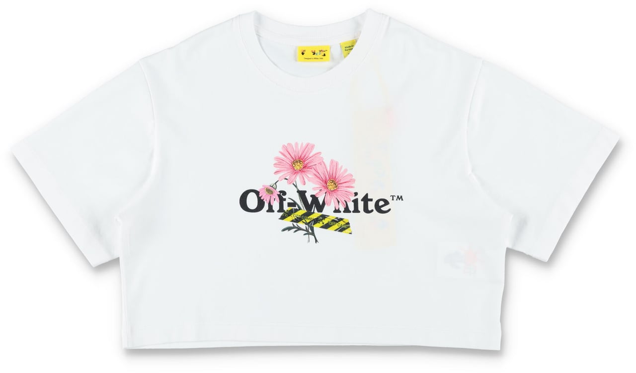 OFF-WHITE Daisy Logo Crop Tee Bianco Wit