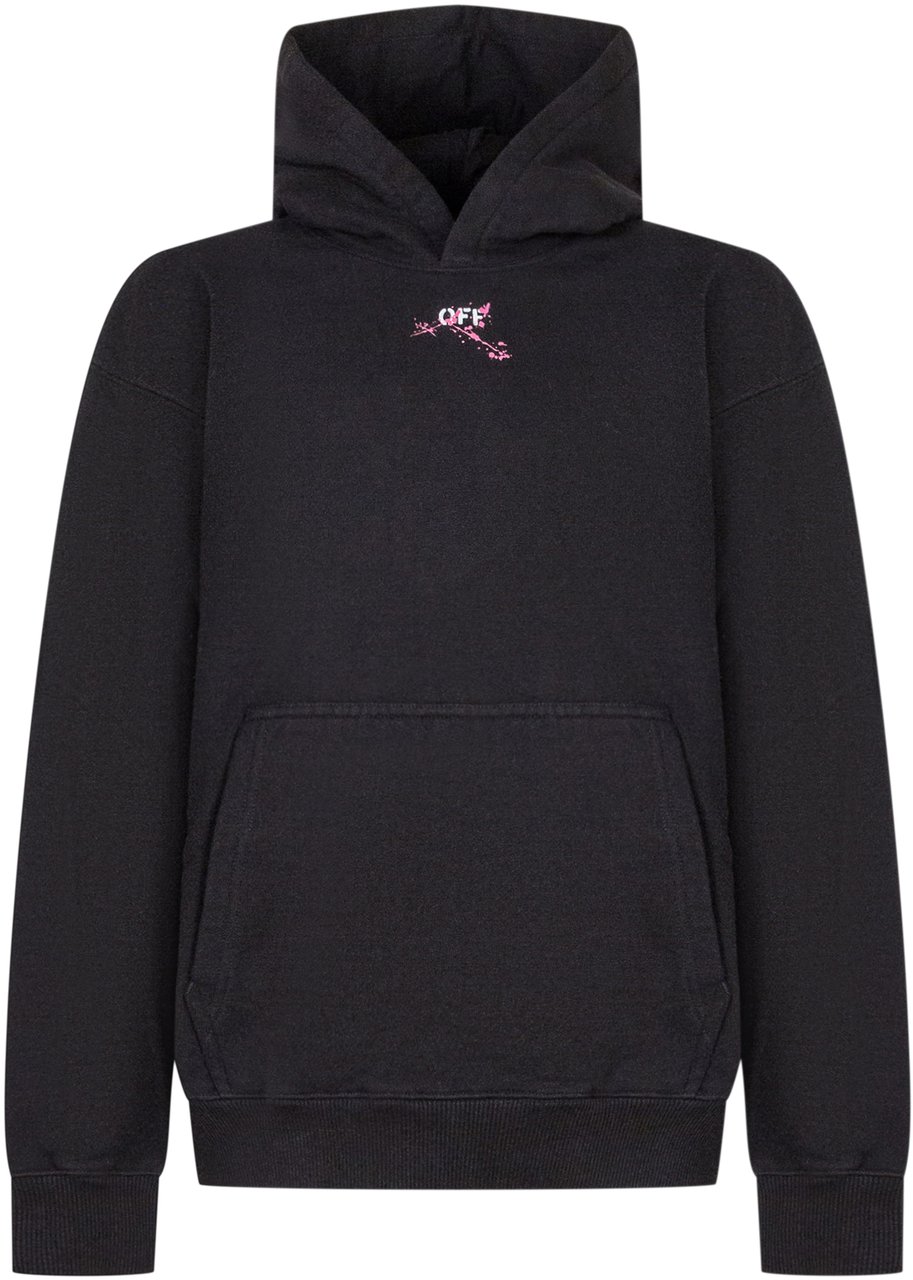 OFF-WHITE Off-White Felpa Hoodie Nera con Stampa Spray Rosa Zwart