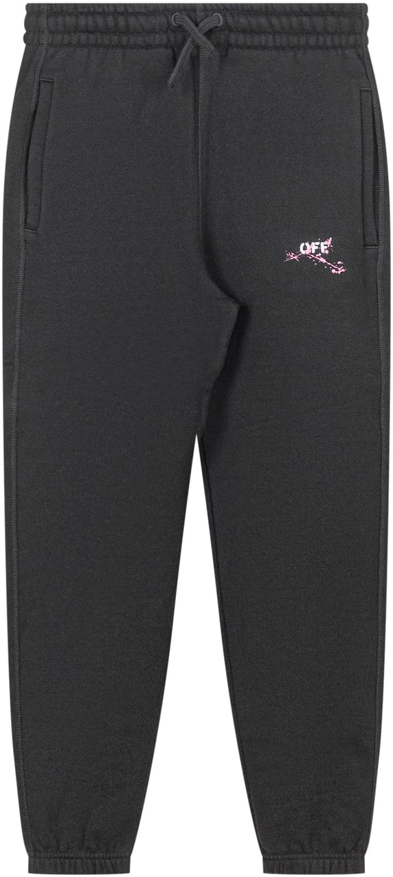 OFF-WHITE Off-White Pantaloni Jogger Neri con Stampa Rosa Zwart