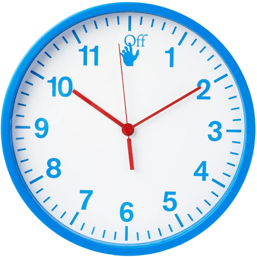 OFF-WHITE Hand Off Logo Quartz Wall Clock Blauw
