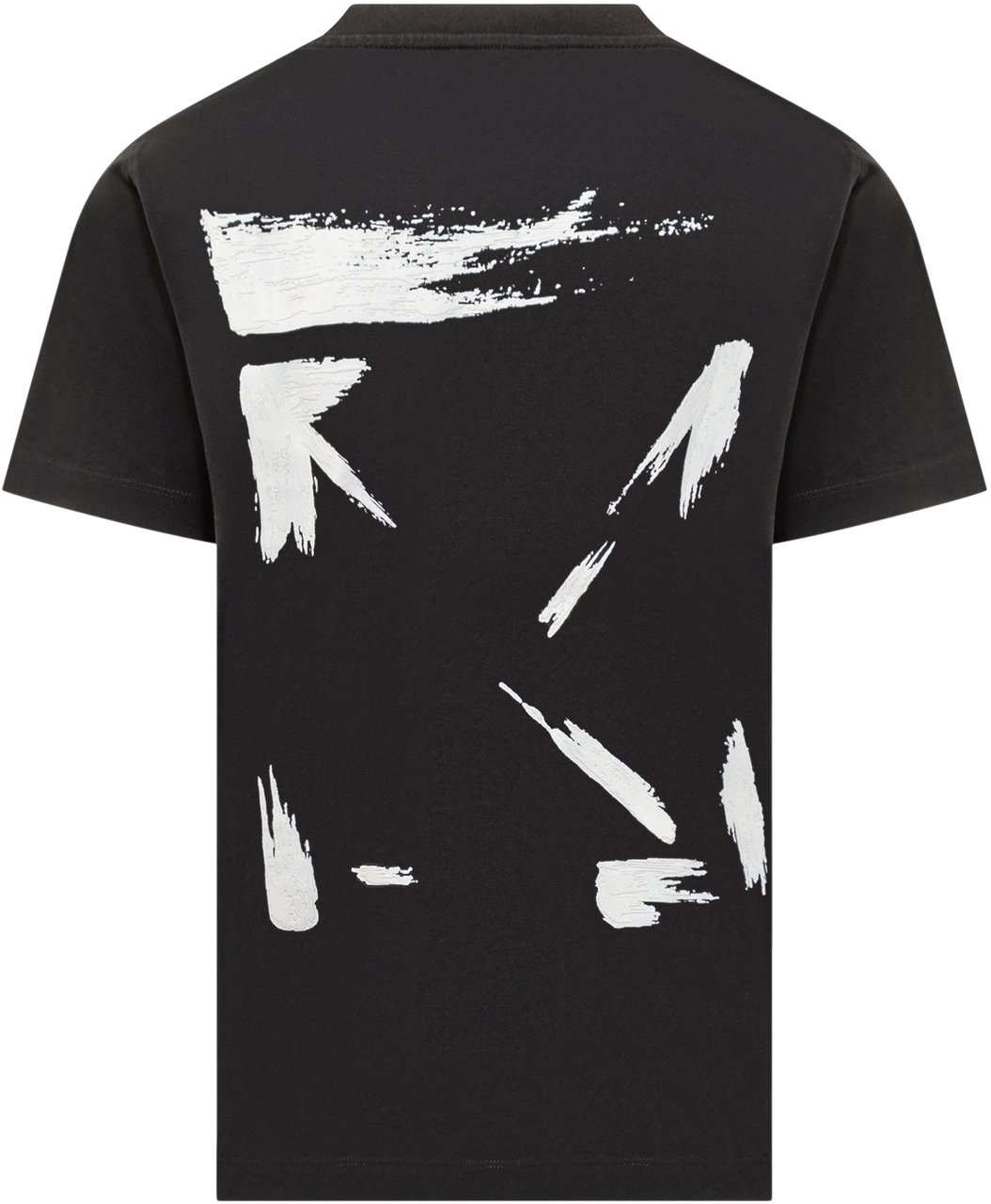 OFF-WHITE Off-White T-Shirt Nera con Scritta Ricamata Zwart